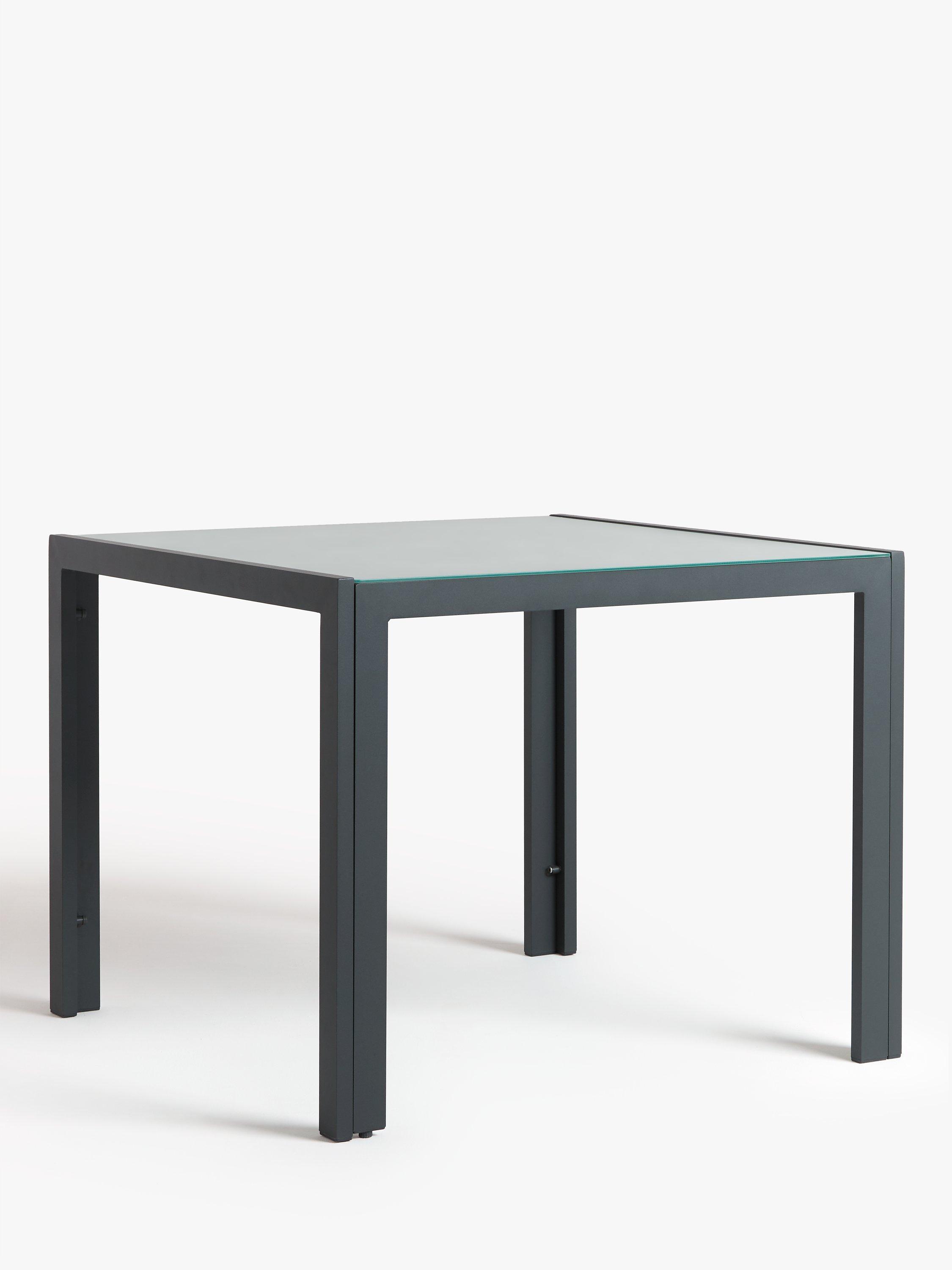 John Lewis Miami Ceramic-Effect Glass Top Garden Dining Table, 95cm, Grey