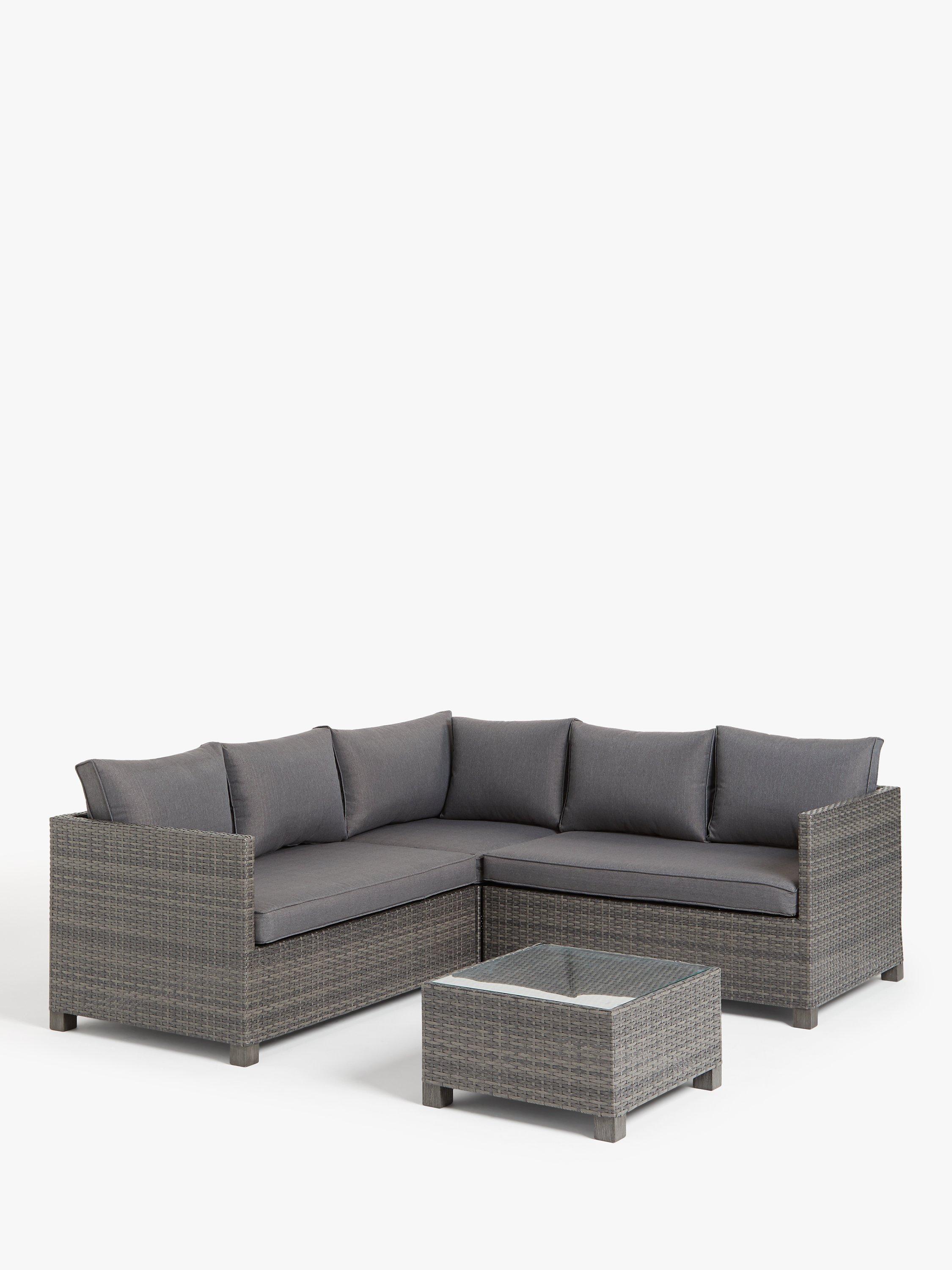 John Lewis Alora Garden Modular 4-Seater Corner Lounging Set, Brown/Grey