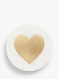 John Lewis Heart Round Marble Coaster, White/Brass