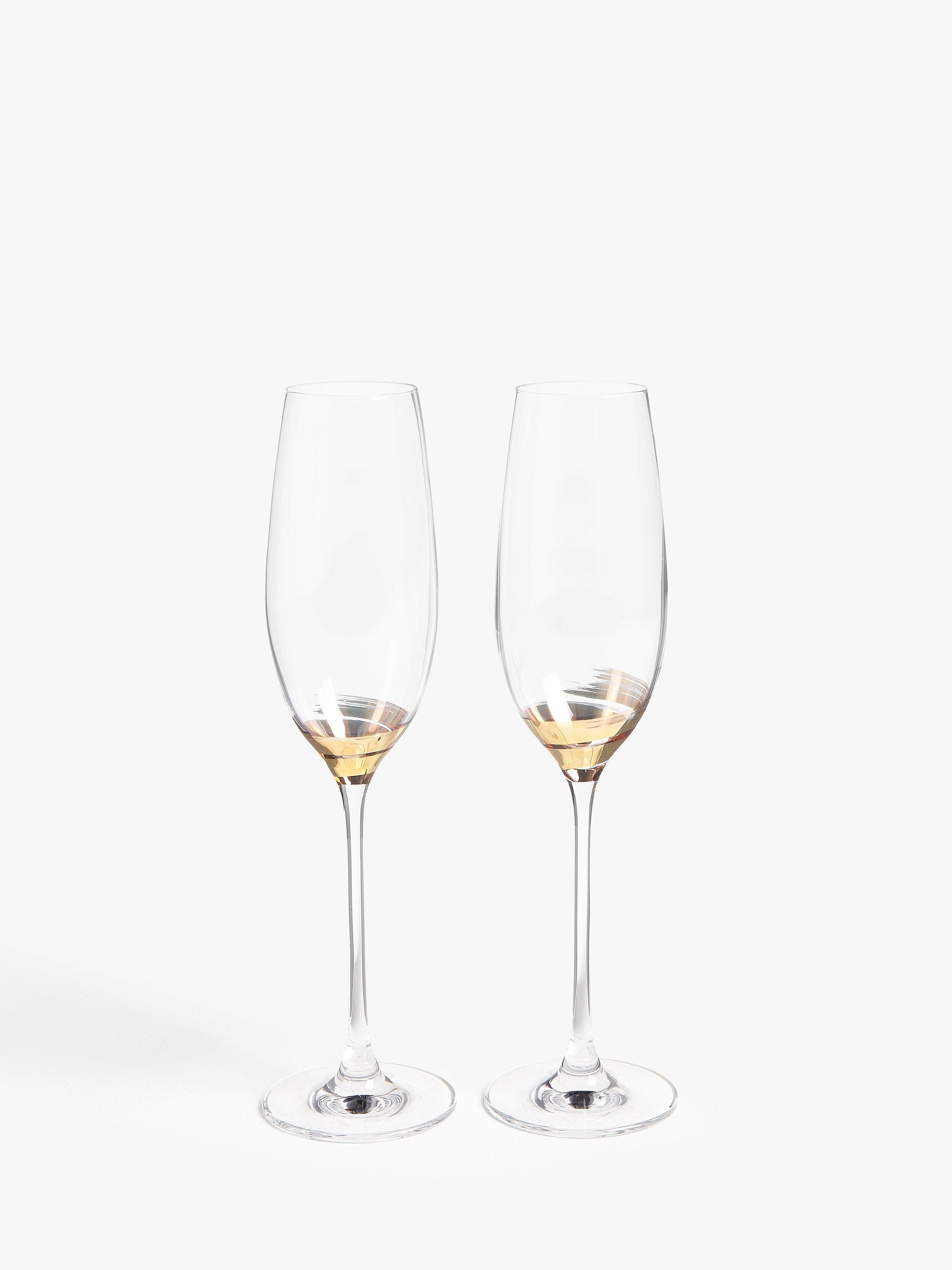 John Lewis Partners Swirl Stem Champagne Flute 240ml Clear Gold