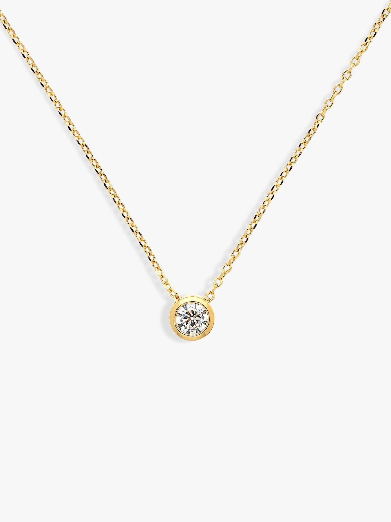 Product image 1 of 3, which shows Melissa Odabash Round Crystal Pendant Necklace, Gold