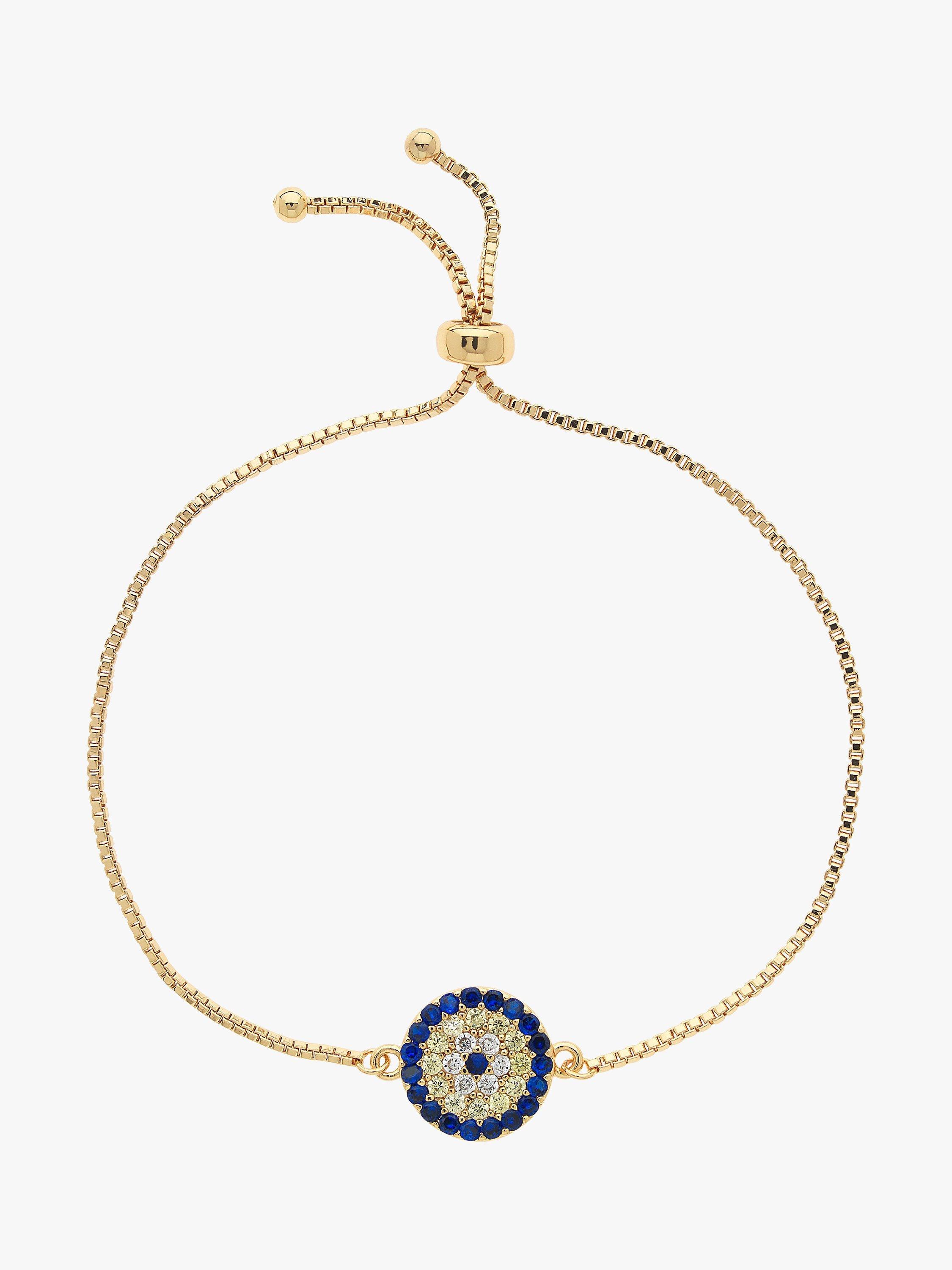 Product image 1 of 3, which shows Melissa Odabash Crystal Eye Chain Bracelet, Gold/Blue