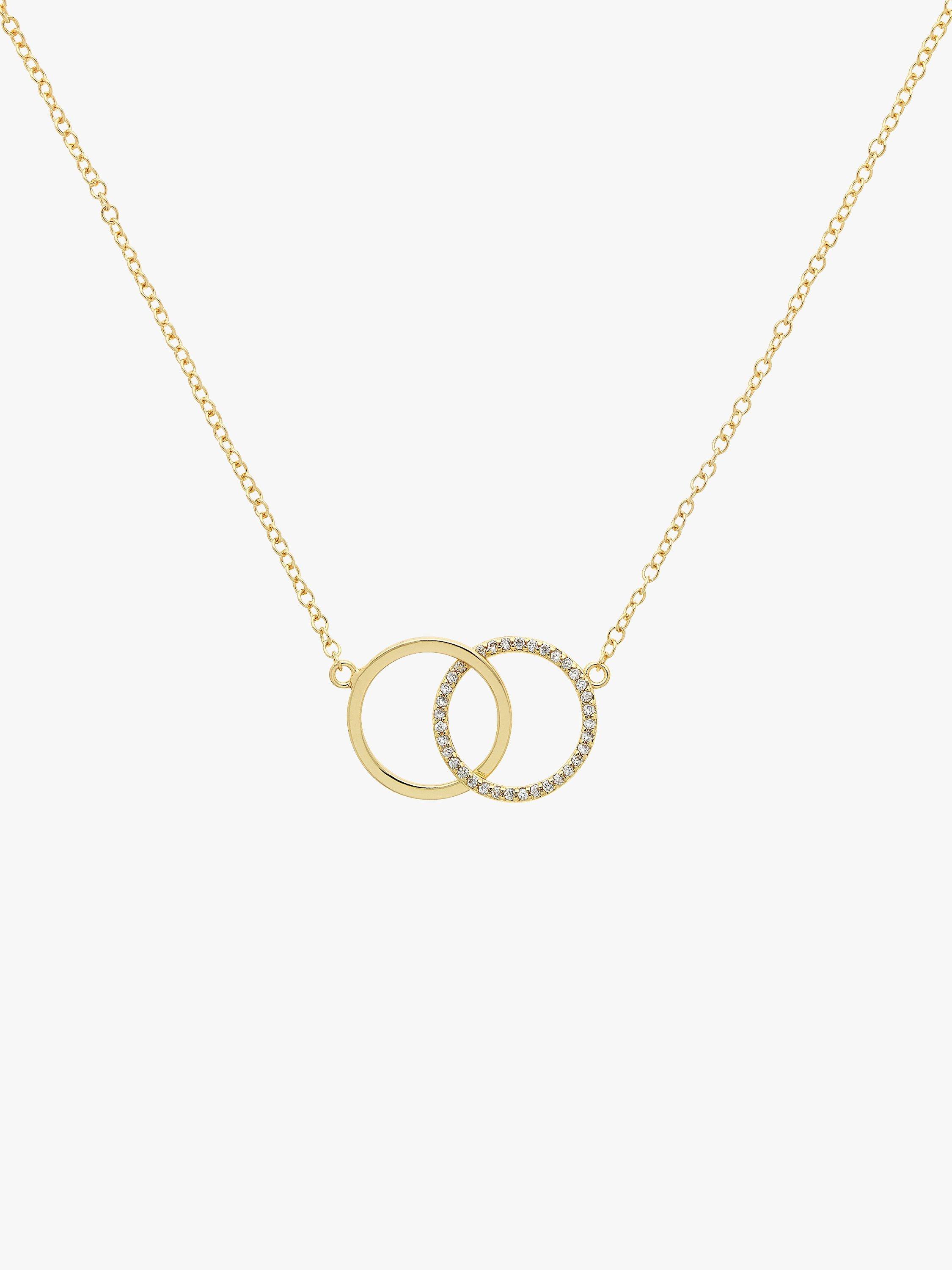 Melissa Odabash Glass Crystal Double Circle Pendant Necklace, Gold