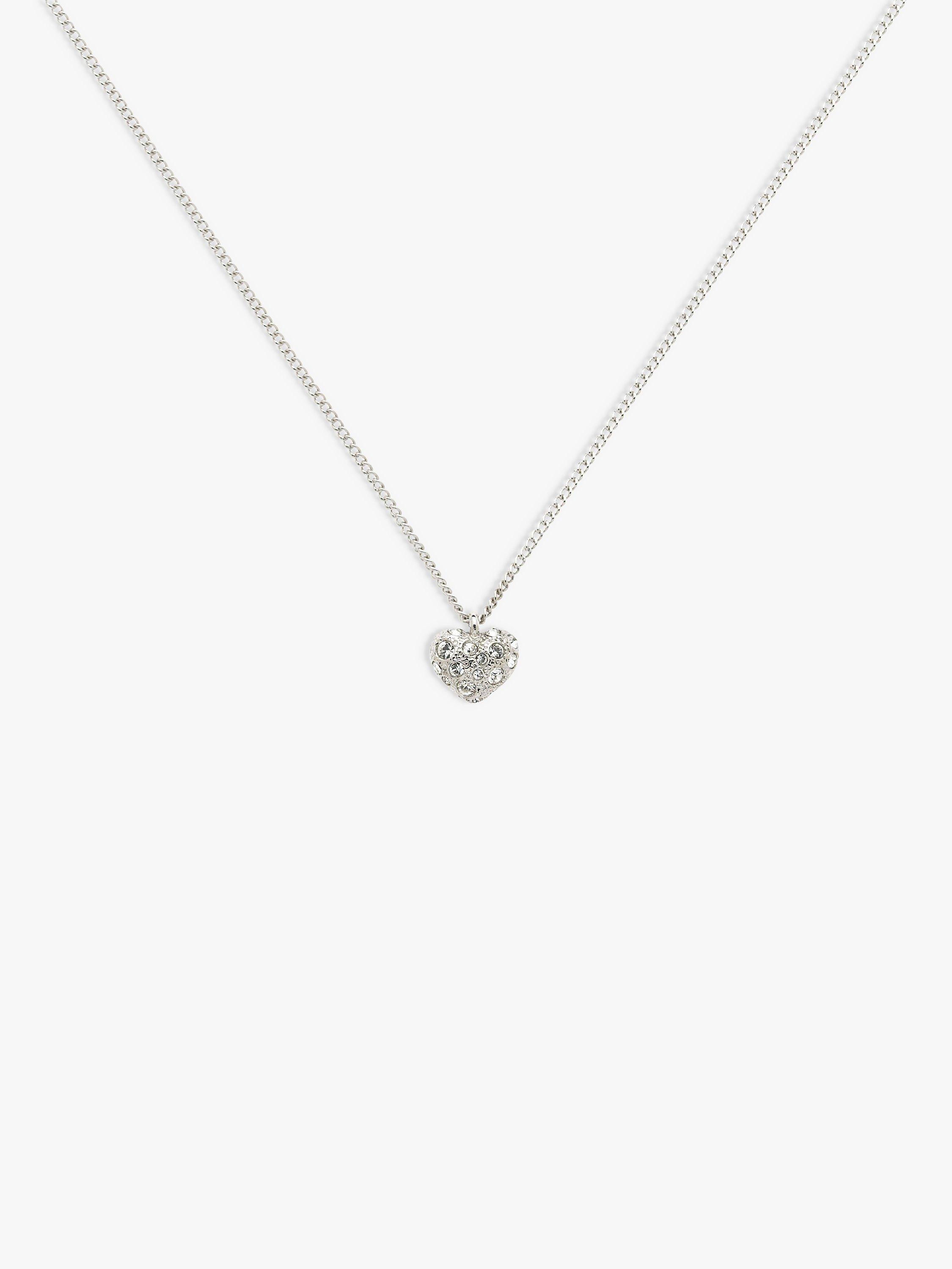 Melissa Odabash Crystal Heart Pendant Necklace, Silver