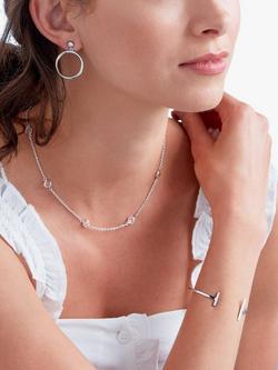 Melissa Odabash Crystal Bar Open Bangle, Silver - view 2, Silver