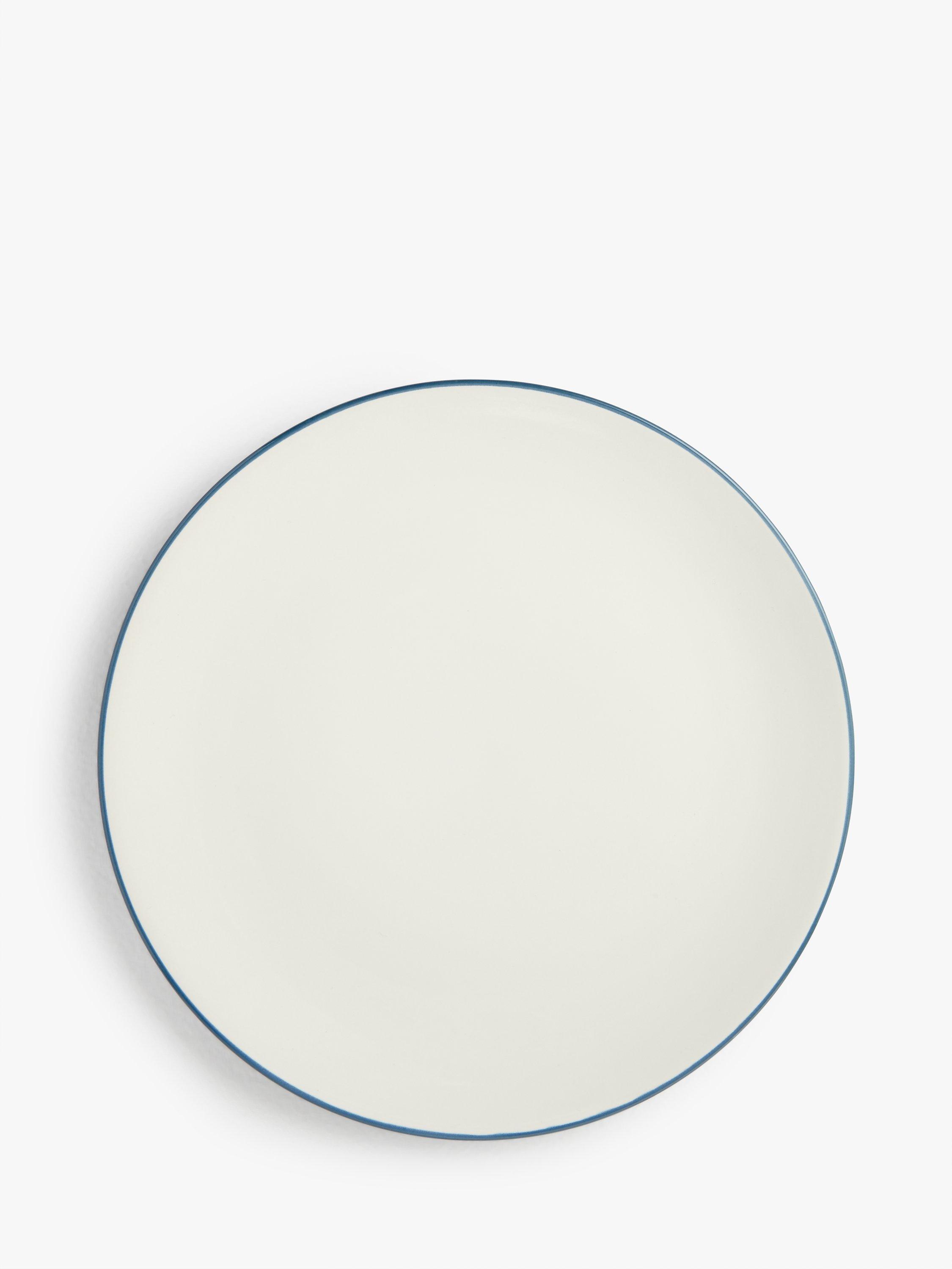 John Lewis ANYDAY Two Tone Stoneware Dinner Plates, Set of 4, 26cm, Blue