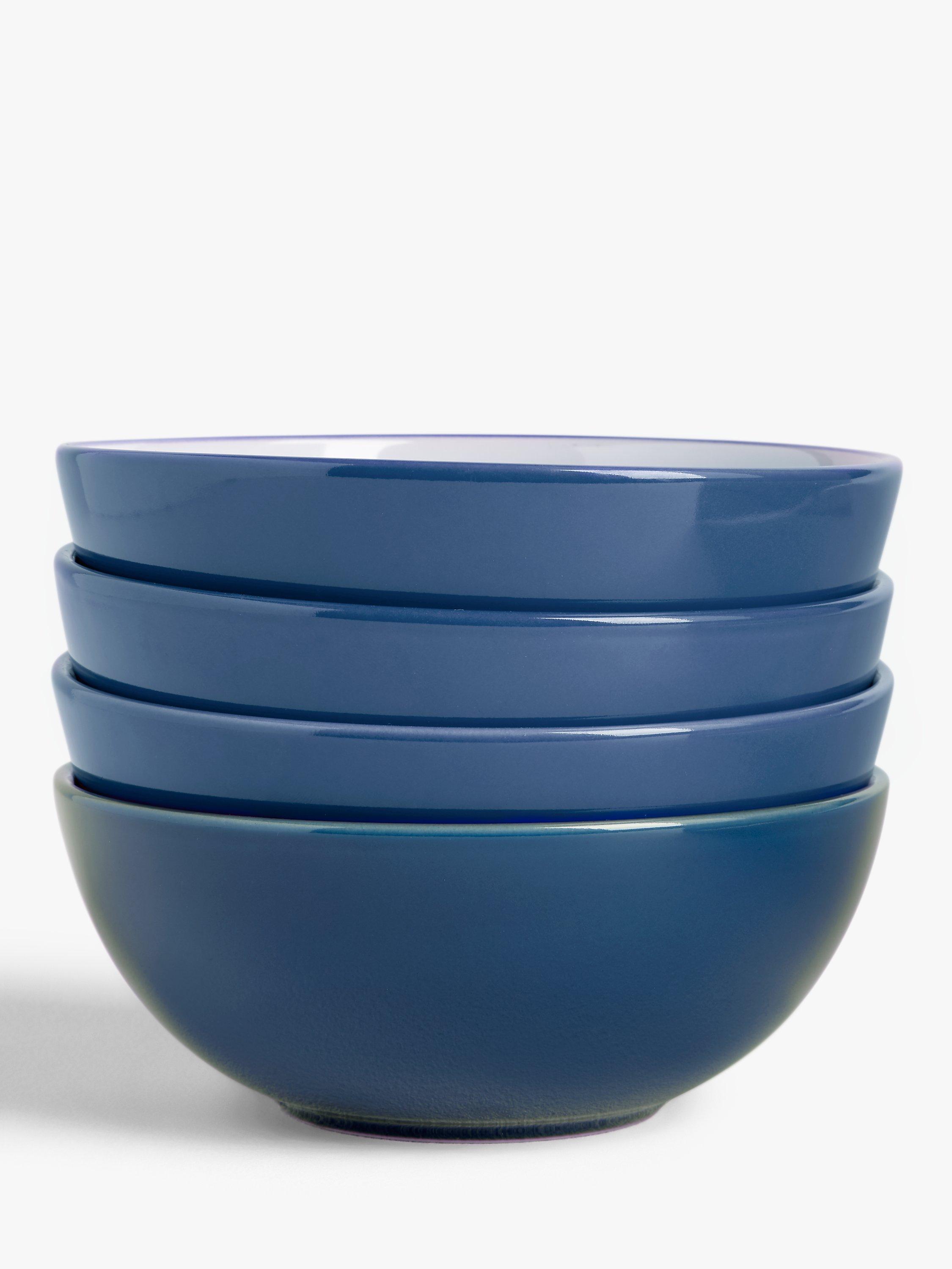 John Lewis ANYDAY Two Tone Stoneware Cereal Bowls, Set of 4, 15.5cm, Blue