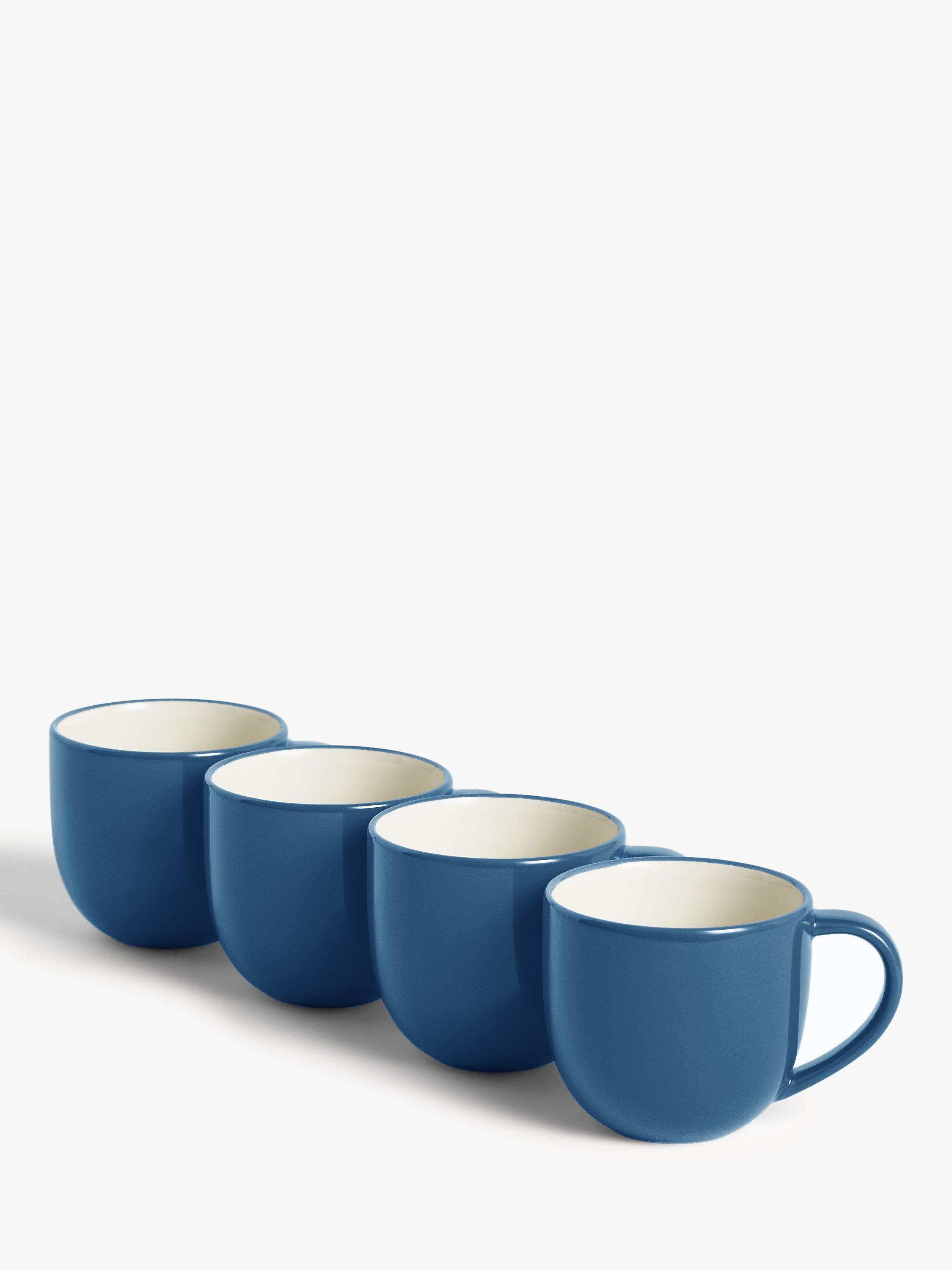 John Lewis ANYDAY Two Tone Stoneware Mugs, Set of 4, 340ml, Blue