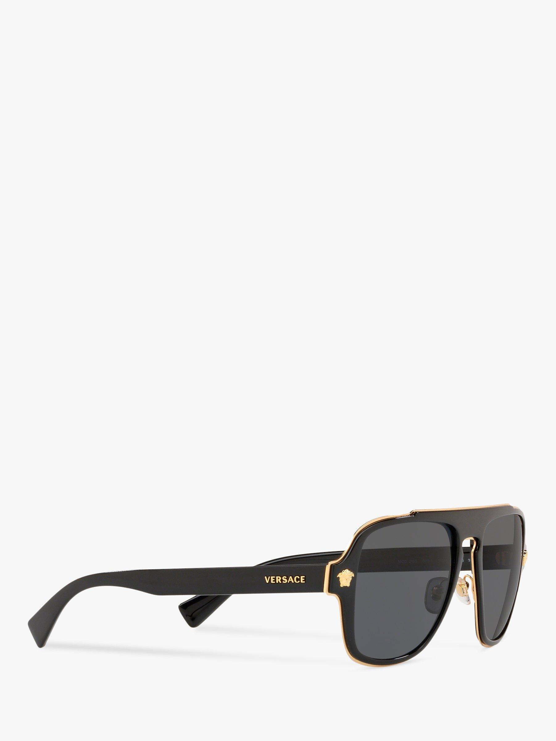 Product image 11 of 11, which shows Versace VE2199 Men's Polarised Geometric Sunglasses, Black/Grey