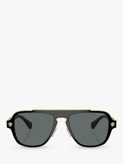Versace VE2199 Men's Polarised Geometric Sunglasses, Black/Grey - view 2, Black/Grey