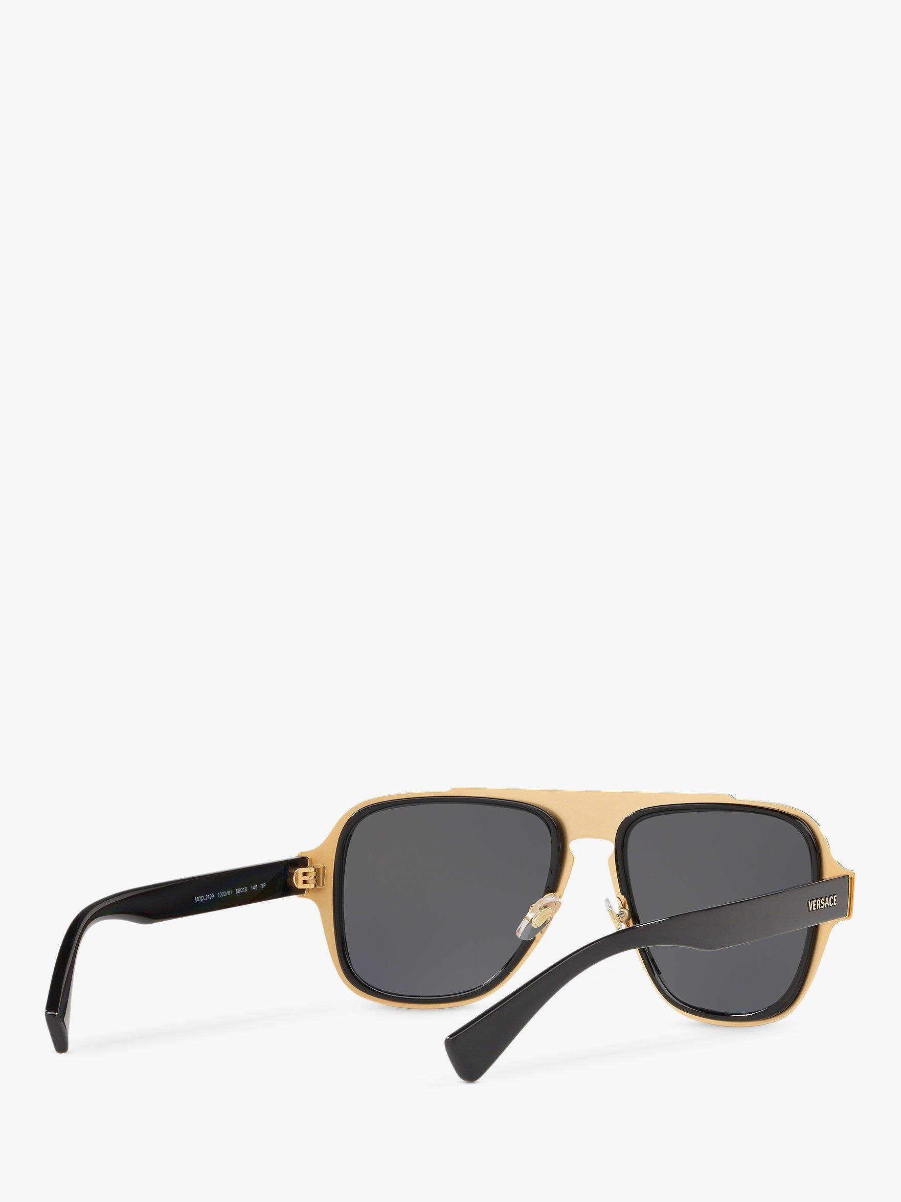 Product image 8 of 11, which shows Versace VE2199 Men's Polarised Geometric Sunglasses, Black/Grey