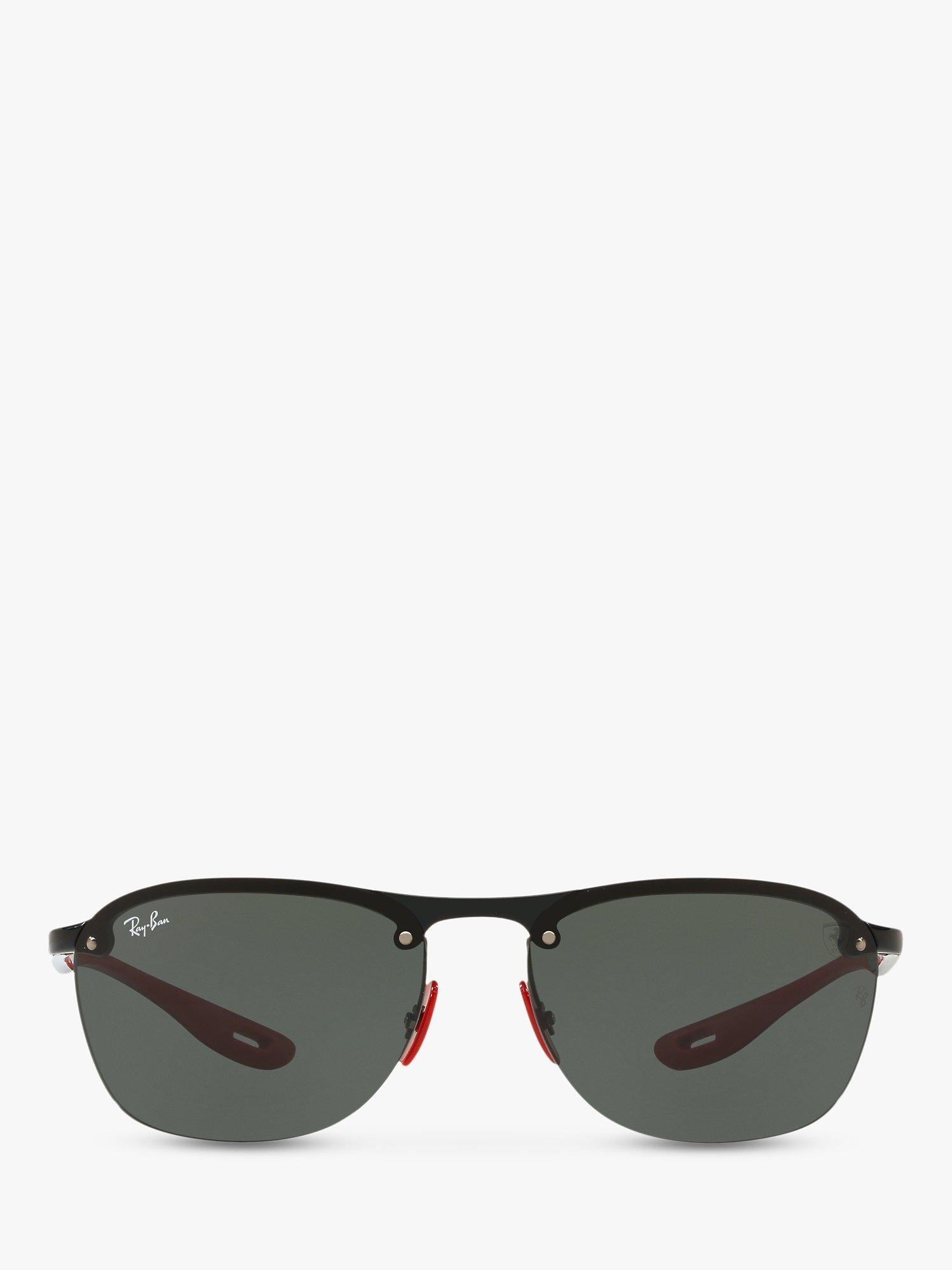 Product image 3 of 11, which shows Ray-Ban RB4302M Men's Scuderia Ferrari Collection Oval Sunglasses, Black Red/Green