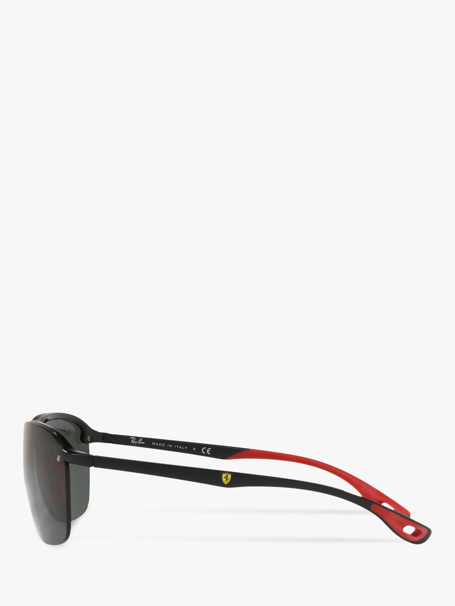 Product image 4 of 11, which shows Ray-Ban RB4302M Men's Scuderia Ferrari Collection Oval Sunglasses, Black Red/Green