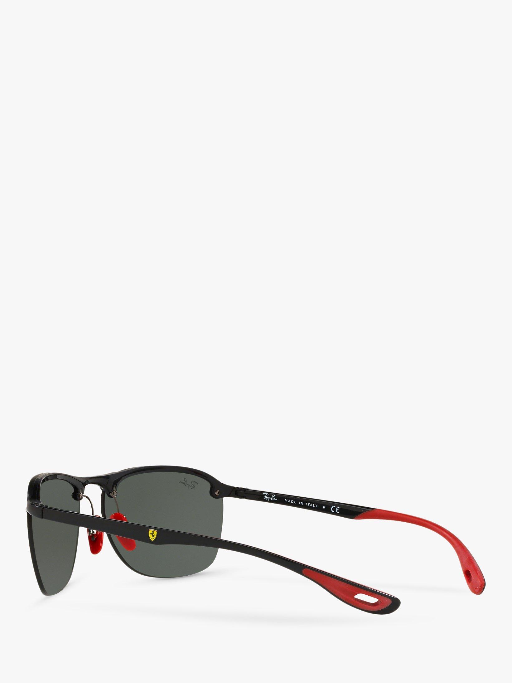 Product image 5 of 11, which shows Ray-Ban RB4302M Men's Scuderia Ferrari Collection Oval Sunglasses, Black Red/Green