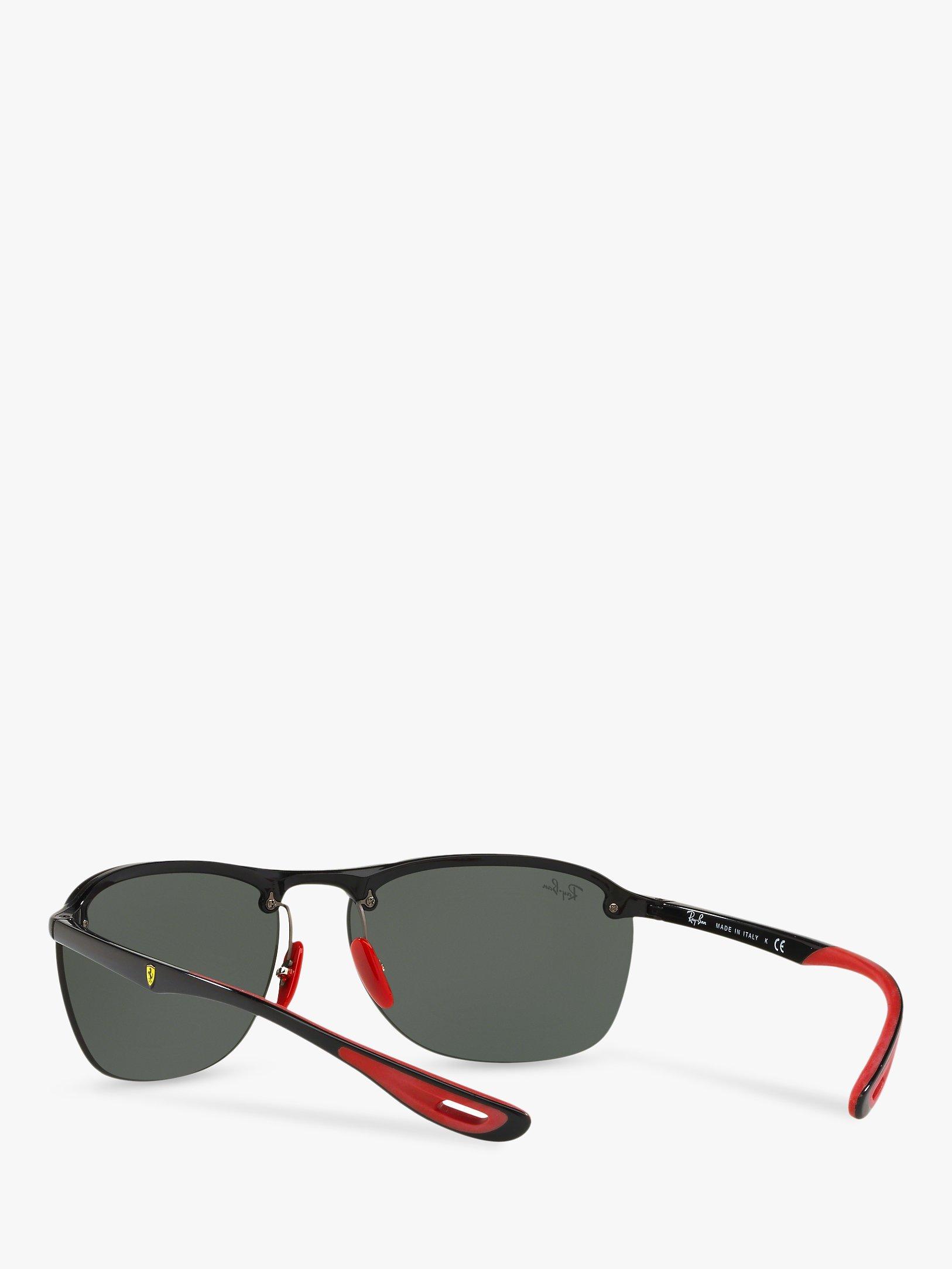 Product image 6 of 11, which shows Ray-Ban RB4302M Men's Scuderia Ferrari Collection Oval Sunglasses, Black Red/Green