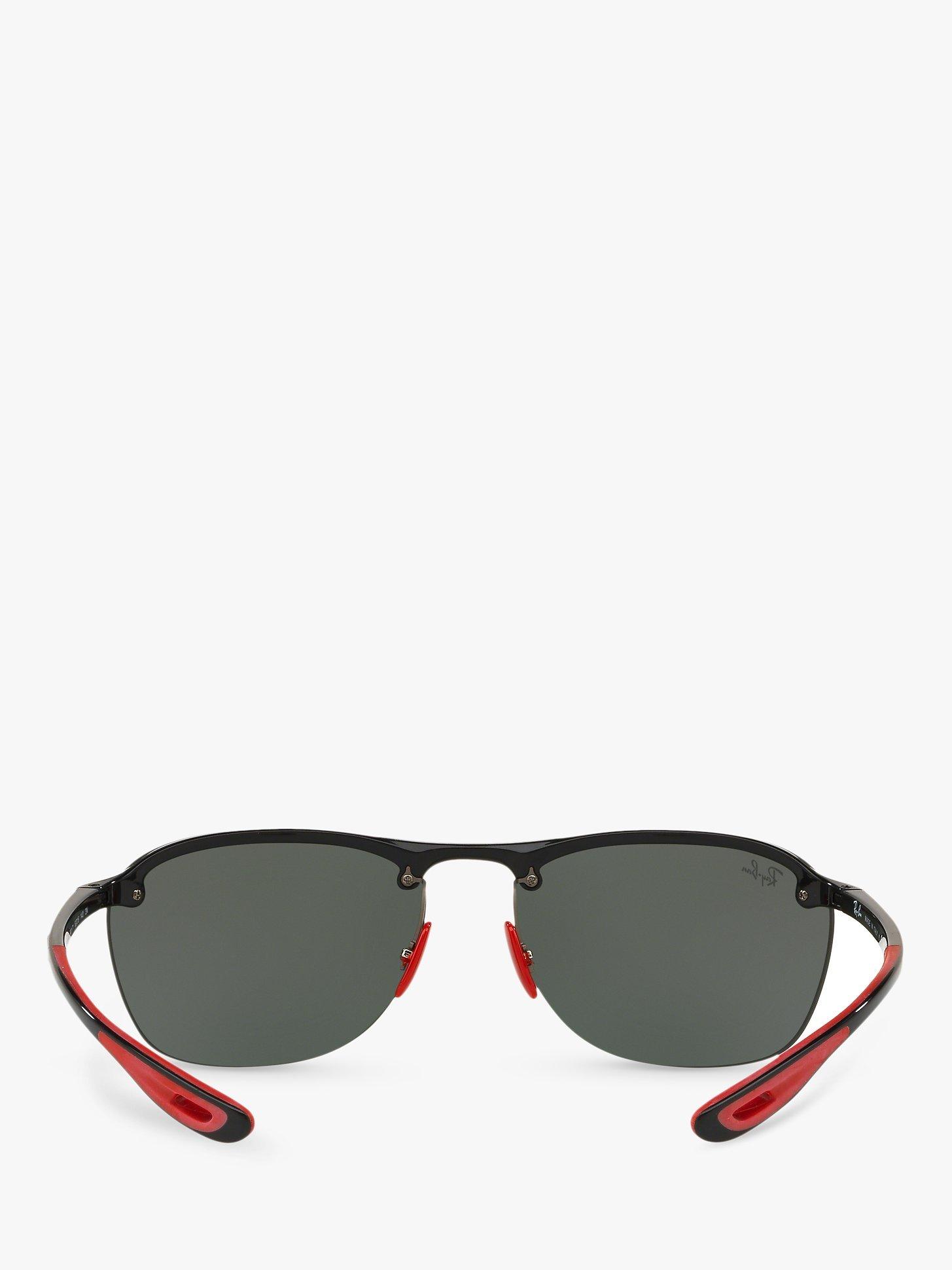Product image 7 of 11, which shows Ray-Ban RB4302M Men's Scuderia Ferrari Collection Oval Sunglasses, Black Red/Green
