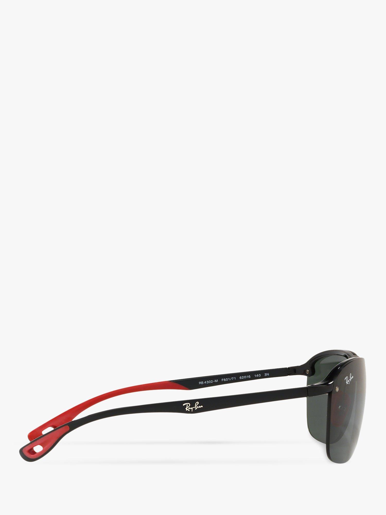 Product image 10 of 11, which shows Ray-Ban RB4302M Men's Scuderia Ferrari Collection Oval Sunglasses, Black Red/Green