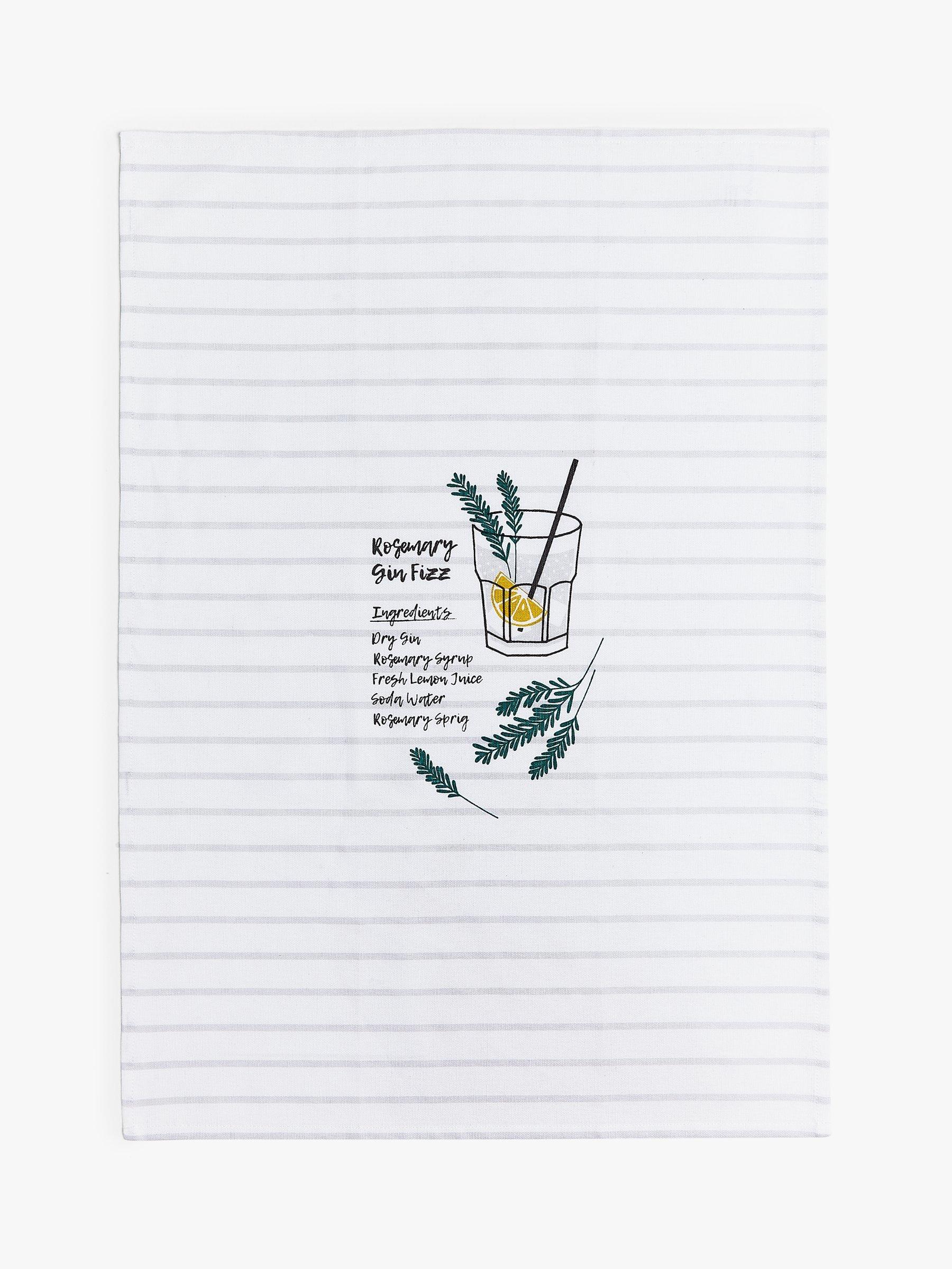 John Lewis & Partners Gin Recipe Tea Towel, Multi