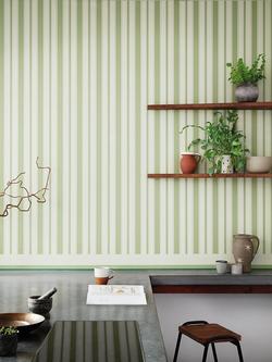 Cole & Son Cambridge Stripe Wallpaper - view 2, 110/8038, Leaf Green