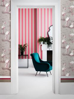 Cole & Son Glastonbury Stripe Wallpaper - view 2, 110/6031 Pink & Linen
