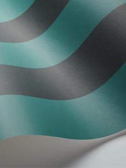 Cole & Son Glastonbury Stripe Wallpaper - view 2, 110/6032 Teal & Charcoal