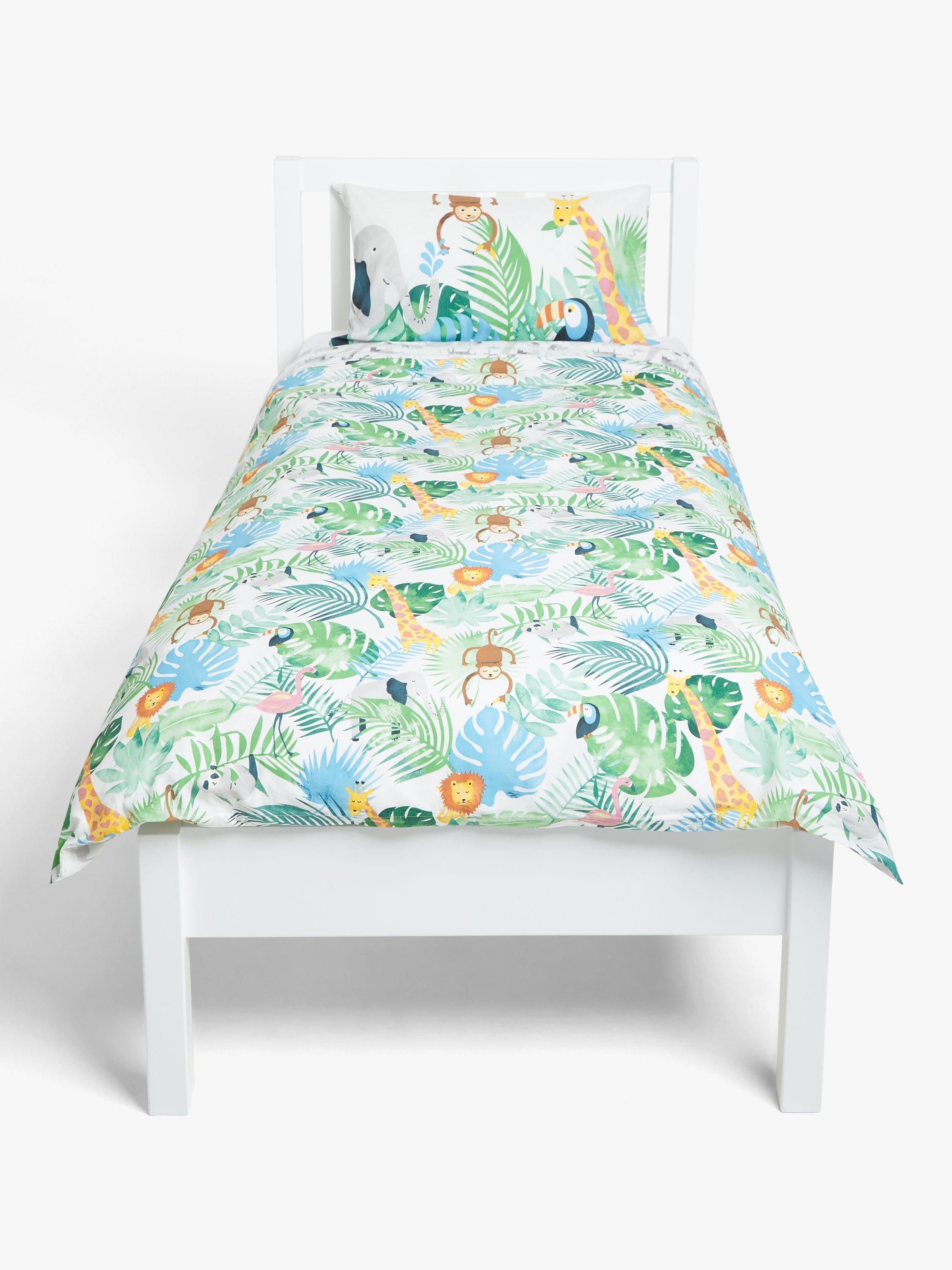 John Lewis Safari & Friends Reversible Pure Cotton Duvet Cover and Pillowcase Set, Single, Multi