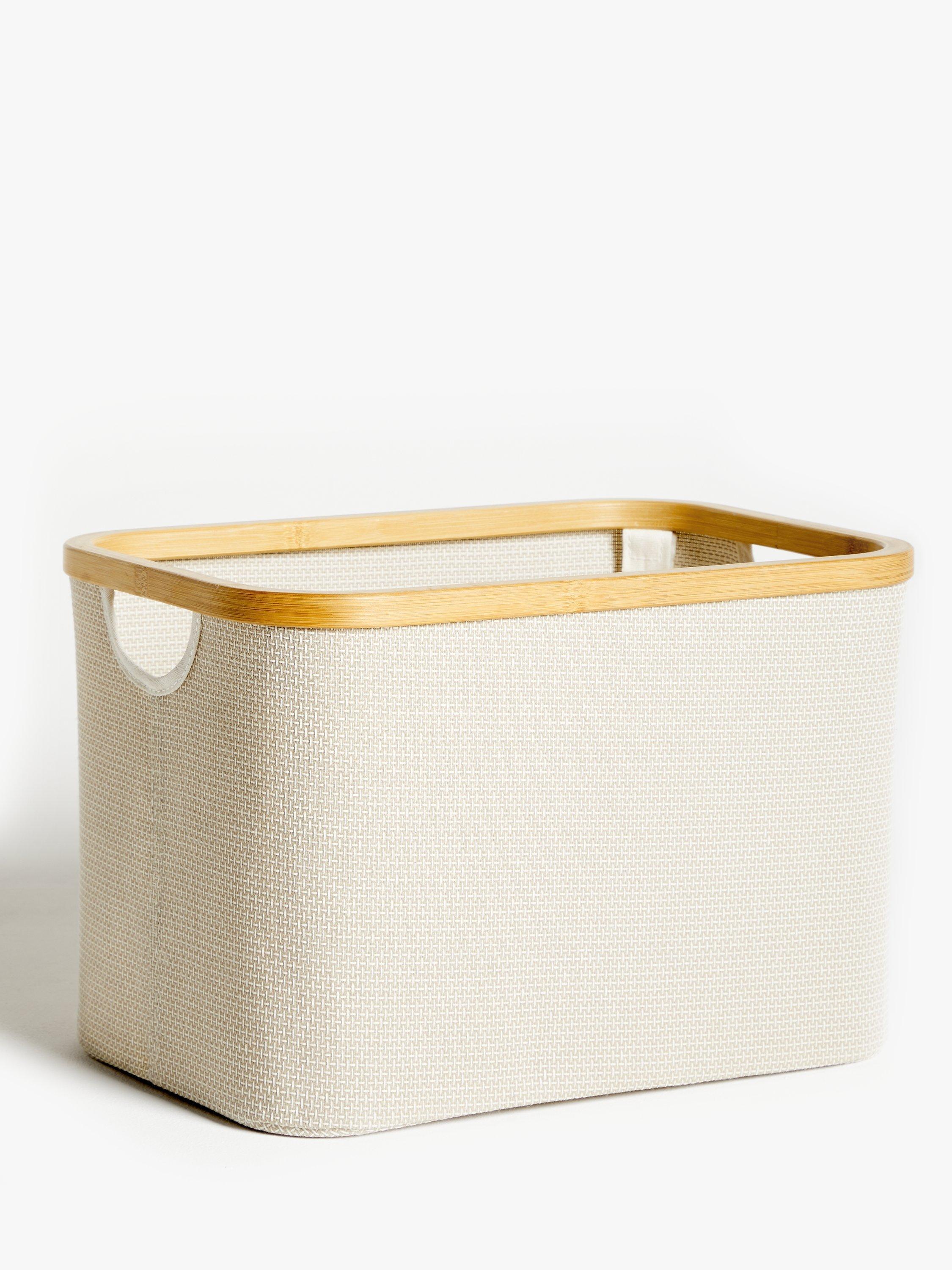 John Lewis Bamboo Rim Rectangular Storage Basket, Large