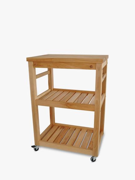 John Lewis Beech Wood Butcher's Trolley, Natural - view 2, Natural