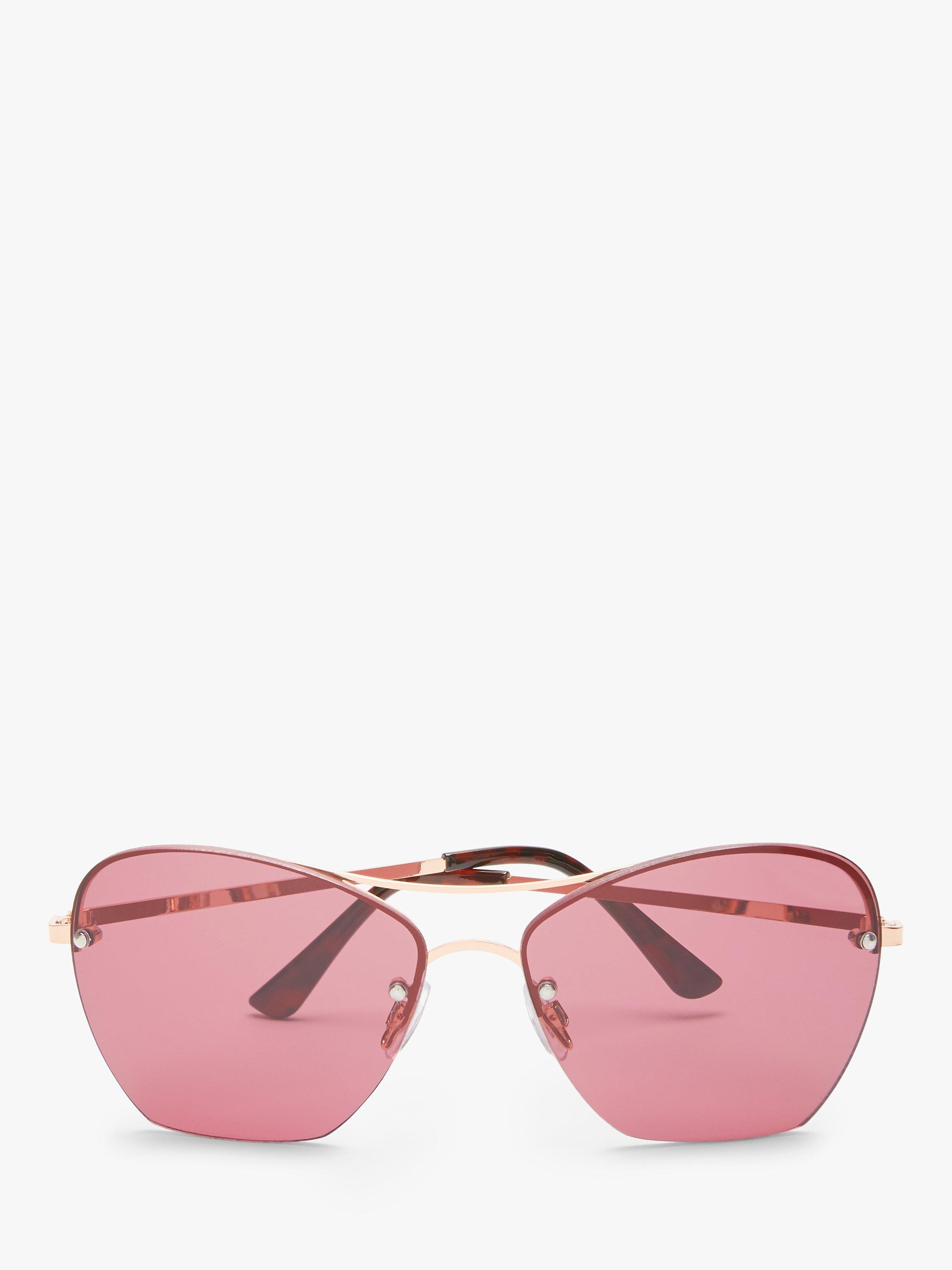 John Lewis & Partners Women's Angular Rimless Sunglasses, Gold/Purple