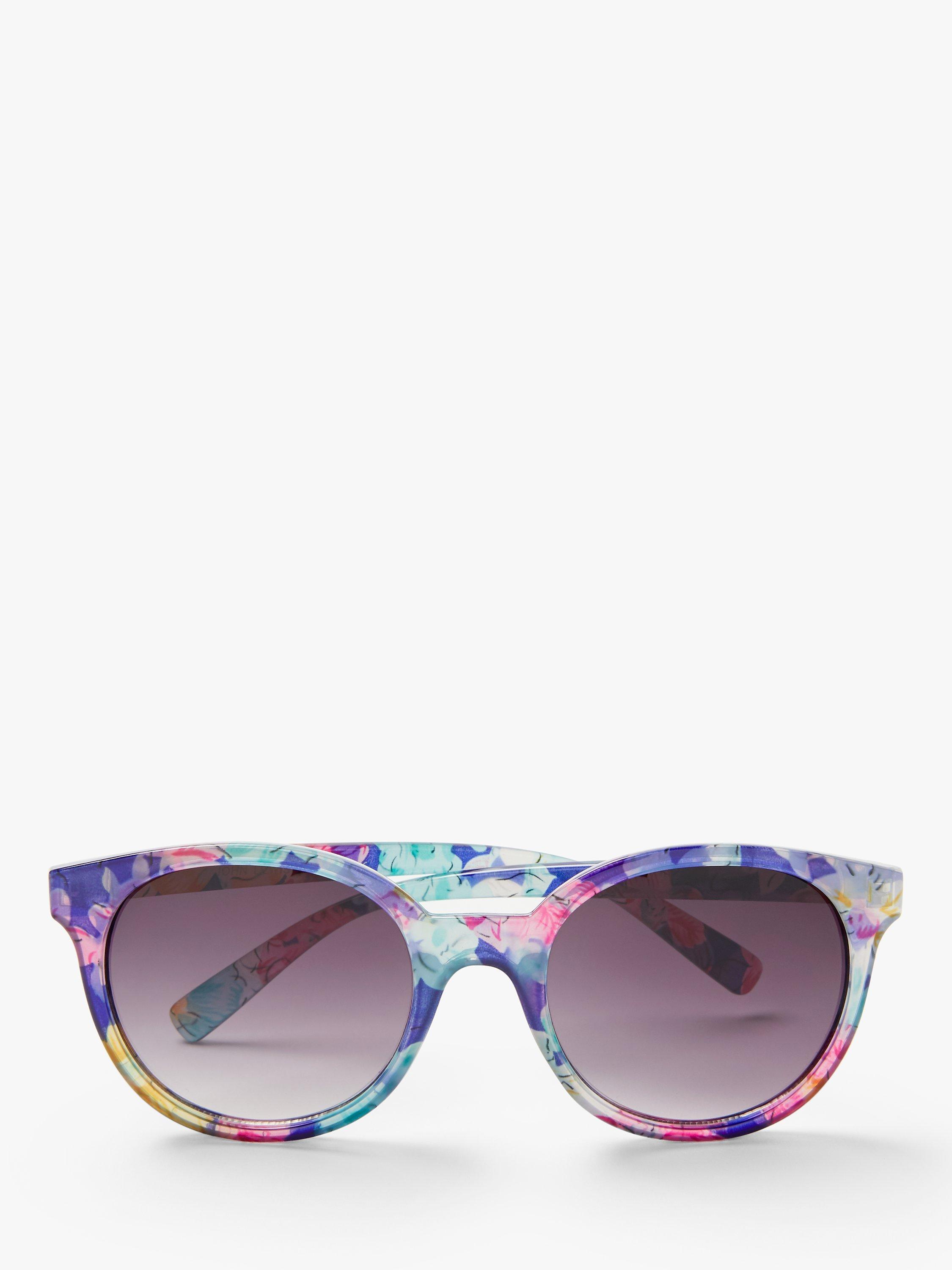 John Lewis & Partners Women's Floral Preppy Round Sunglasses, Multi/Purple Gradient