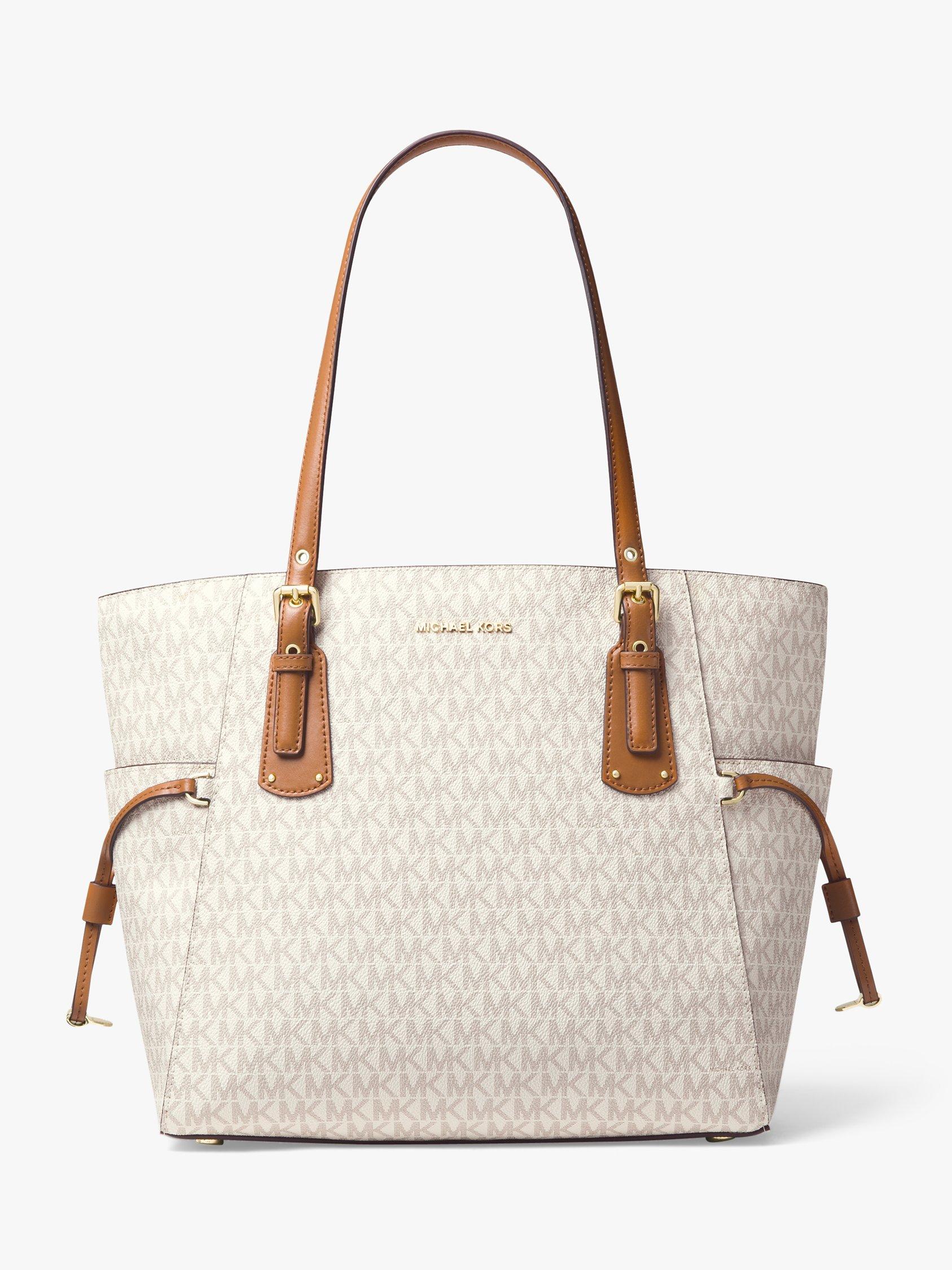 MICHAEL Michael Kors Voyager Coated Canvas Medium Tote Bag Vanilla