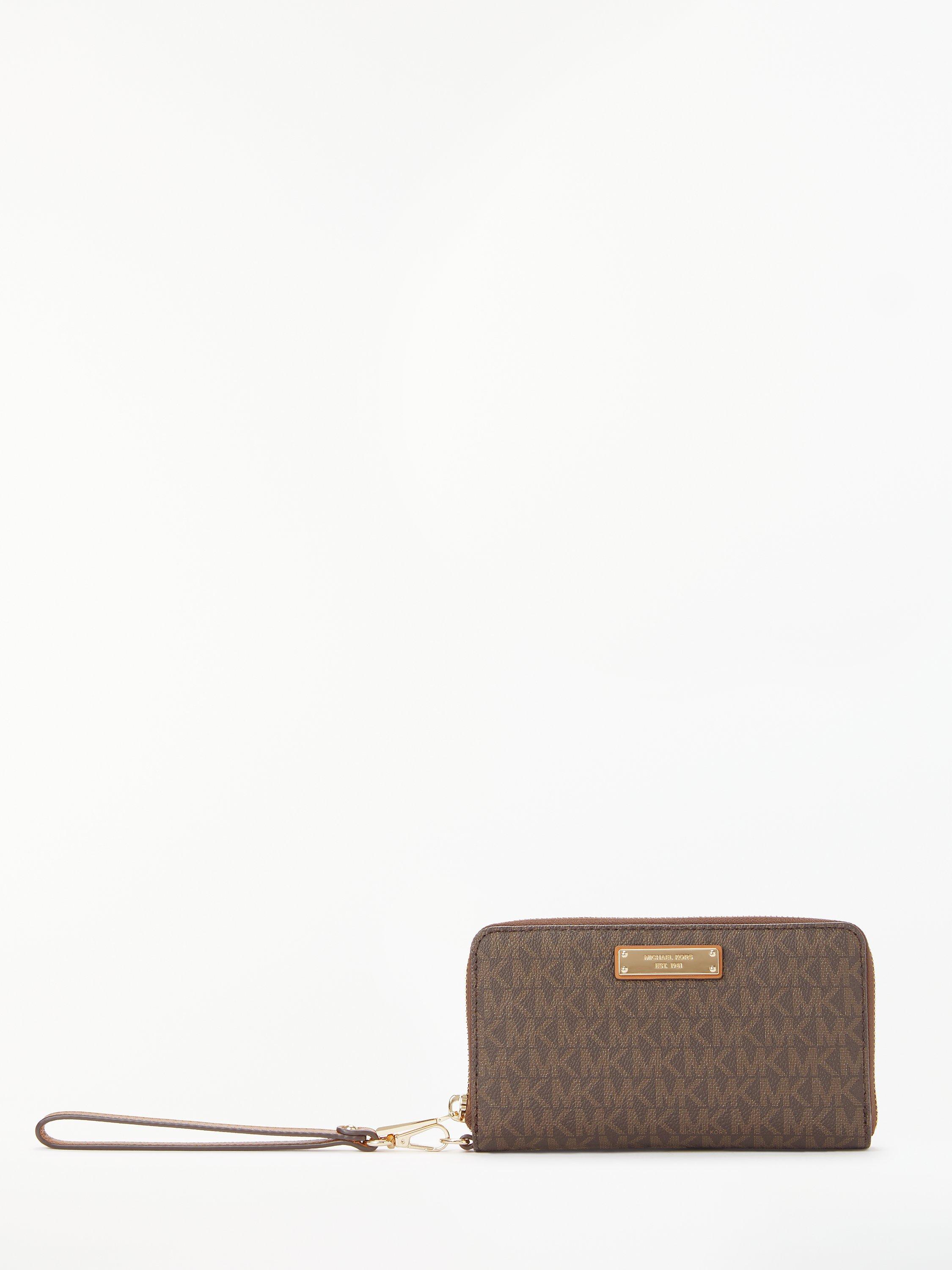 MICHAEL Michael Kors Jet Set Signature Travel iPhone Case Purse, Brown