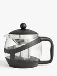 John Lewis 5 Cup Glass Teapot with Filter, 1.2L, Clear/Black