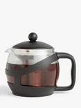 John Lewis 5 Cup Glass Teapot with Filter, 1.2L, Clear/Black