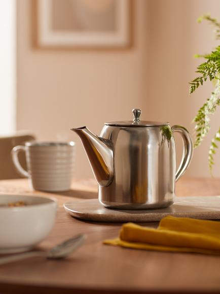John Lewis Stainless Steel 5 Cup Classic Teapot, Silver, 1.2L - view 2, 