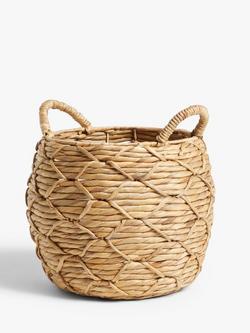John Lewis Patterned Weave Water Hyacinth Planter, Natural