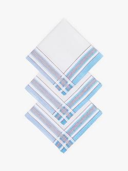 John Lewis Check & Stripe Handkerchiefs, Pack of 3, White, 