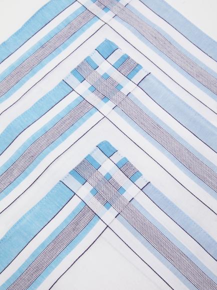 John Lewis Check & Stripe Handkerchiefs, Pack of 3, White - view 2, White