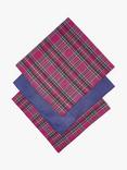 John Lewis Tartan Cotton Handkerchiefs, Pack of 3, Blue/Purple