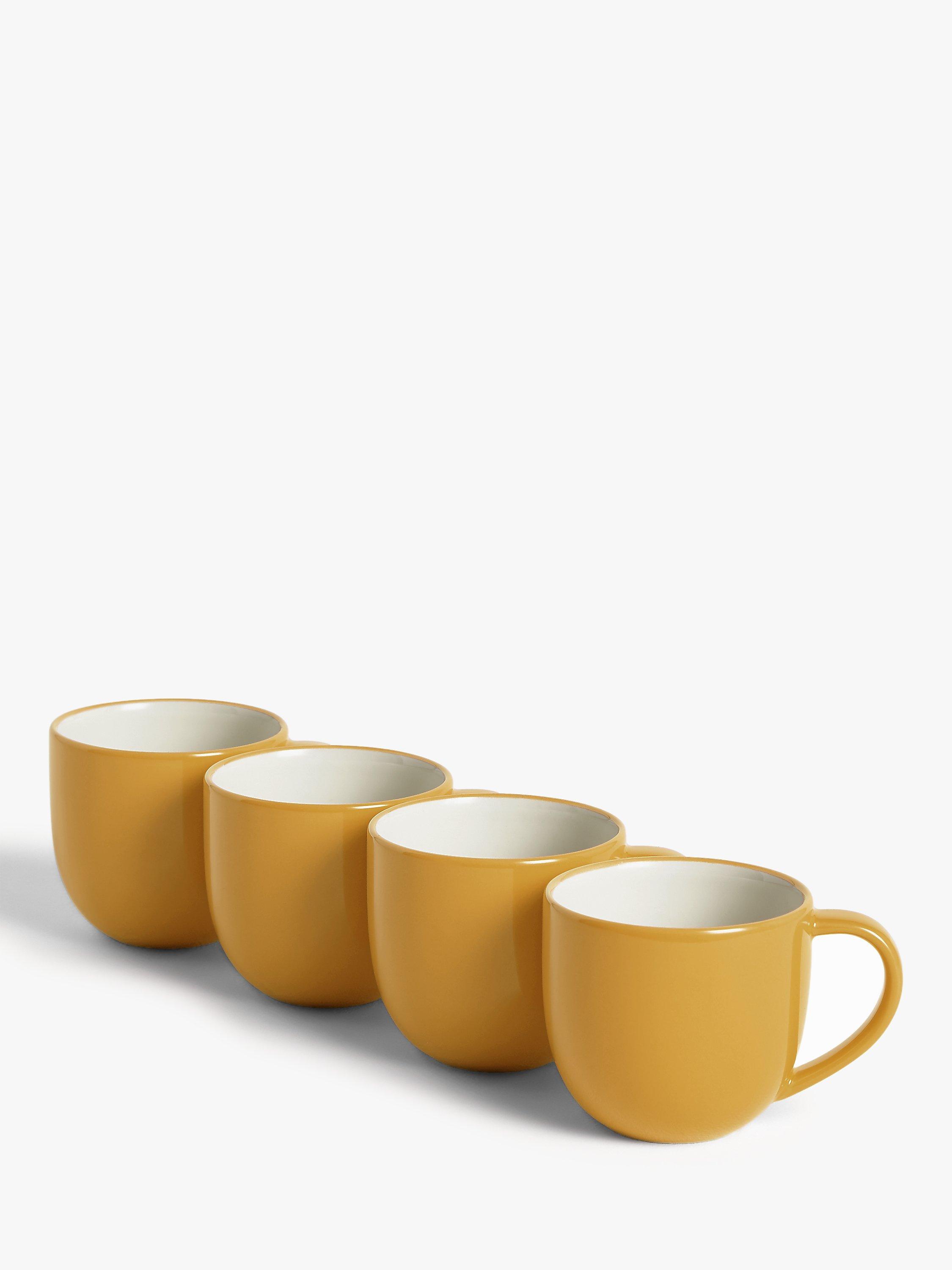 John Lewis ANYDAY Two Tone Stoneware Mugs, Set of 4, 340ml, Yellow