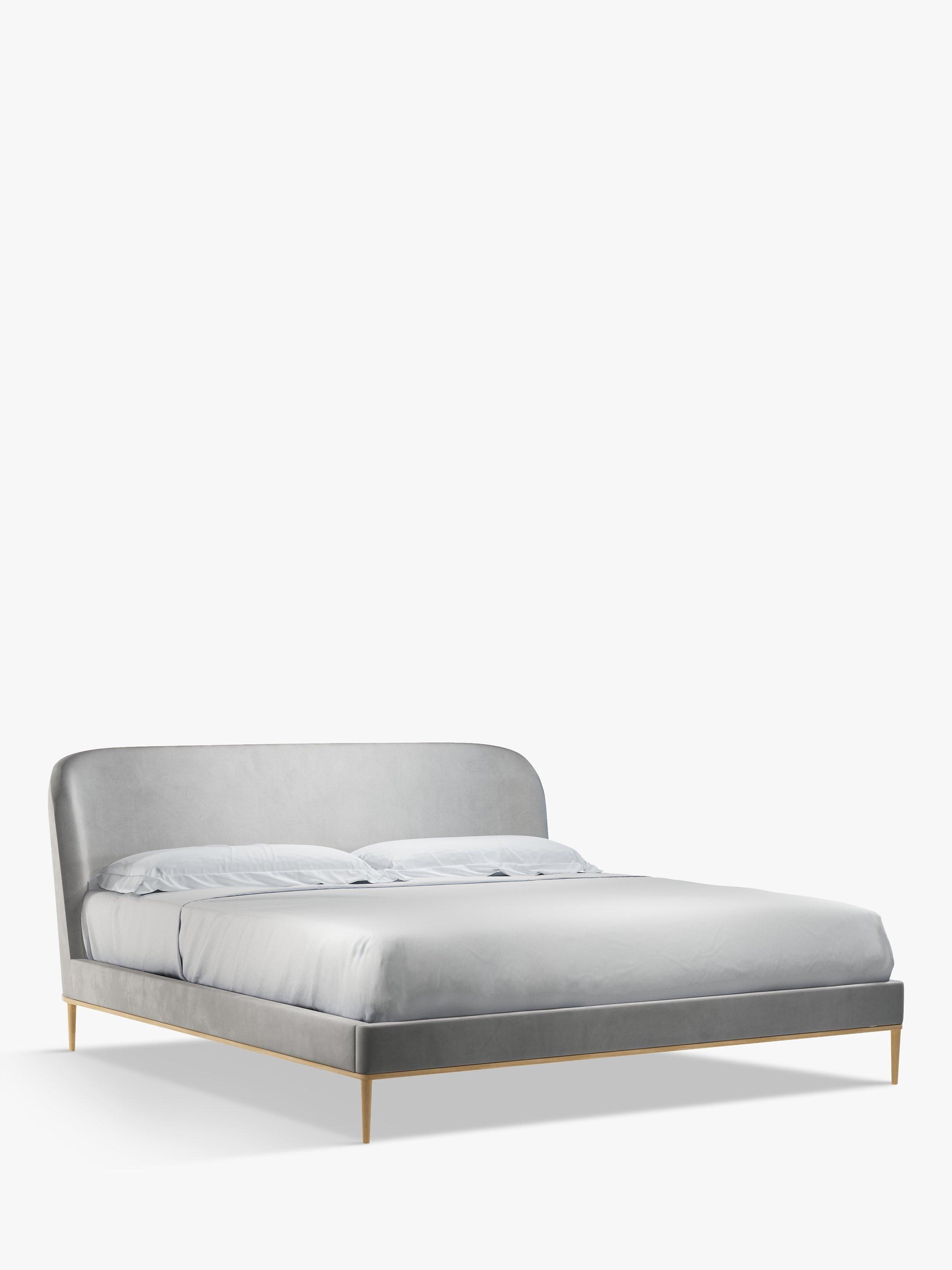 John Lewis Show-Wood Upholstered Bed Frame, Super King Size, Deep Velvet Steel