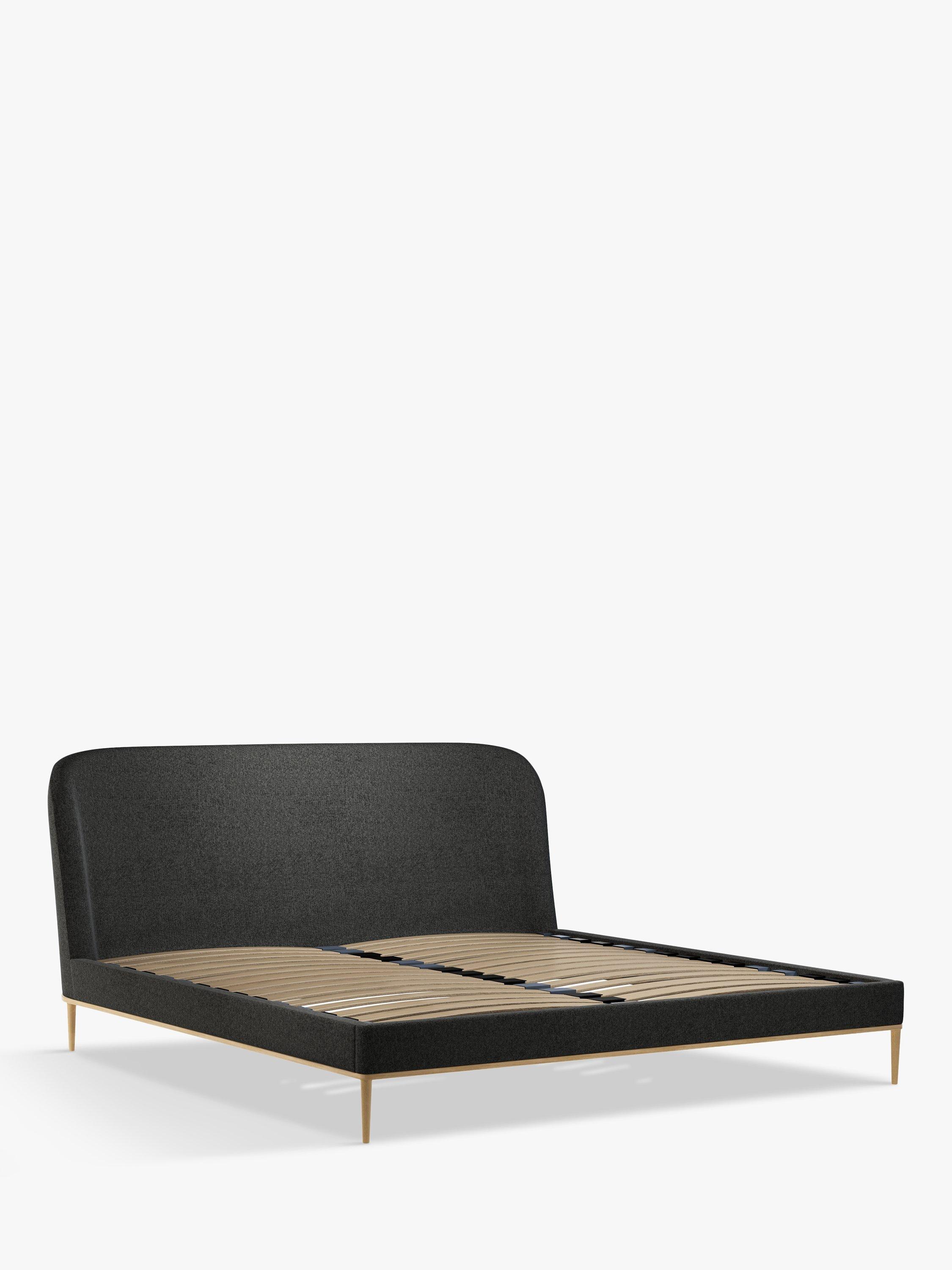 John Lewis Show-Wood Upholstered Bed Frame, Super King Size, Brushed Tweed Charcoal