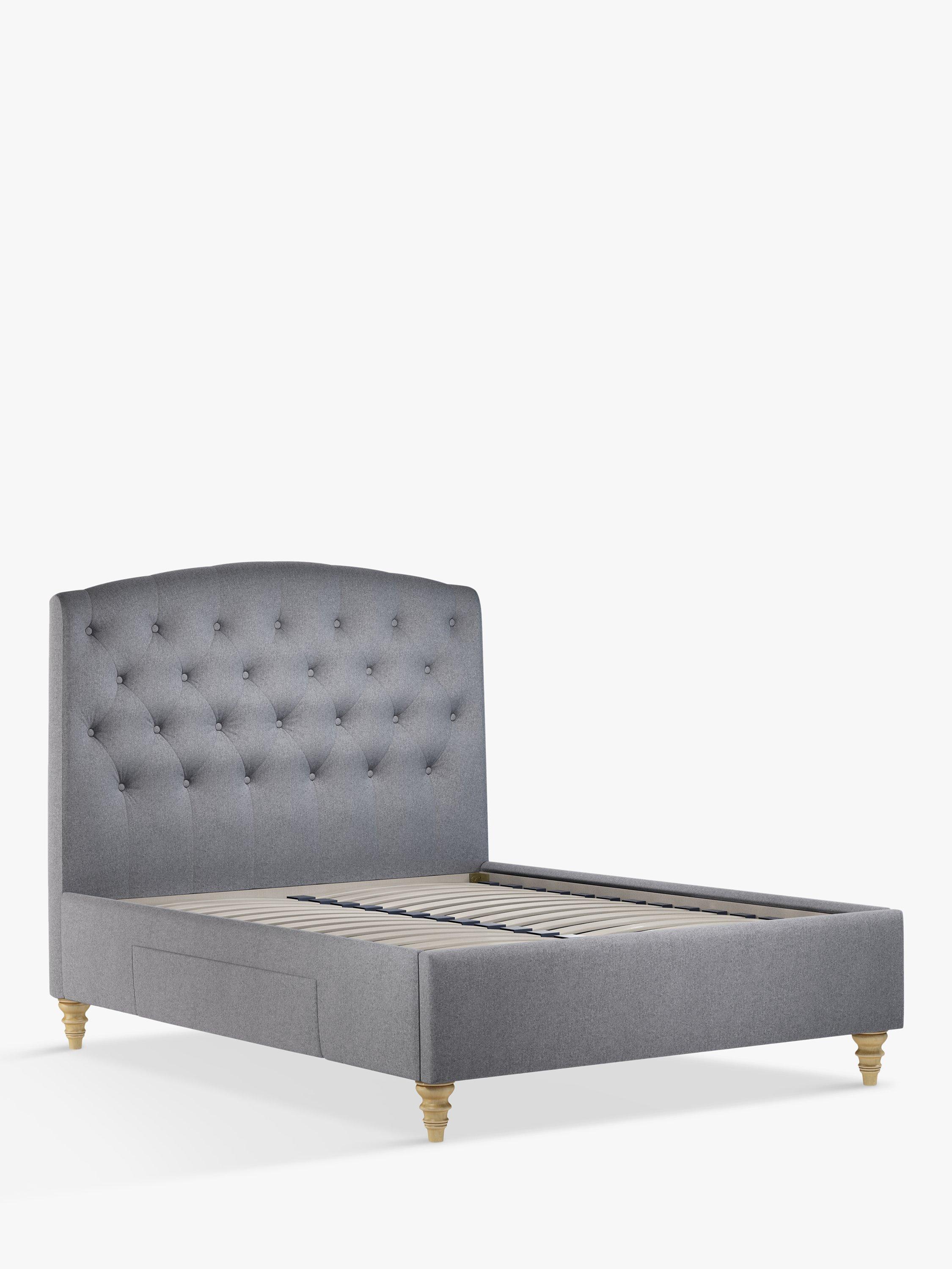 John Lewis Rouen 2 Drawer Storage Upholstered Bed Frame, Double, Brushed Tweed Grey