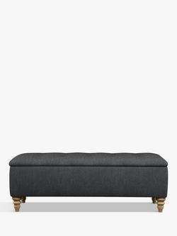 John Lewis Rouen Upholstered Ottoman Storage Box - view 2, Soft Touch Chenille Charcoal