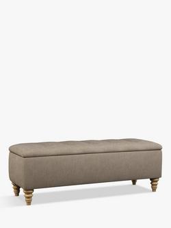 John Lewis Rouen Upholstered Ottoman Storage Box, Soft Touch Chenille Mole