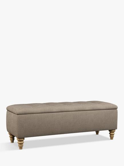 John Lewis Rouen Upholstered Ottoman Storage Box, Soft Touch Chenille Mole