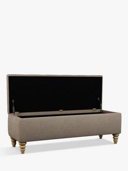 John Lewis Rouen Upholstered Ottoman Storage Box - view 2, Soft Touch Chenille Mole