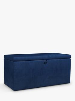 John Lewis Emily Upholstered Ottoman Storage Box, Deep Velvet Royal Blue