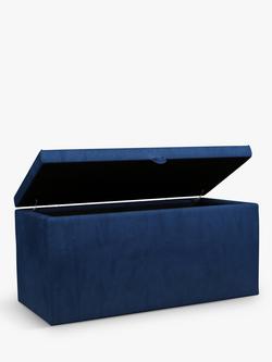 John Lewis Emily Upholstered Ottoman Storage Box - view 2, Deep Velvet Royal Blue