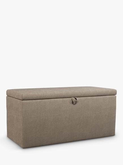 John Lewis Emily Upholstered Ottoman Storage Box, Soft Touch Chenille Mole